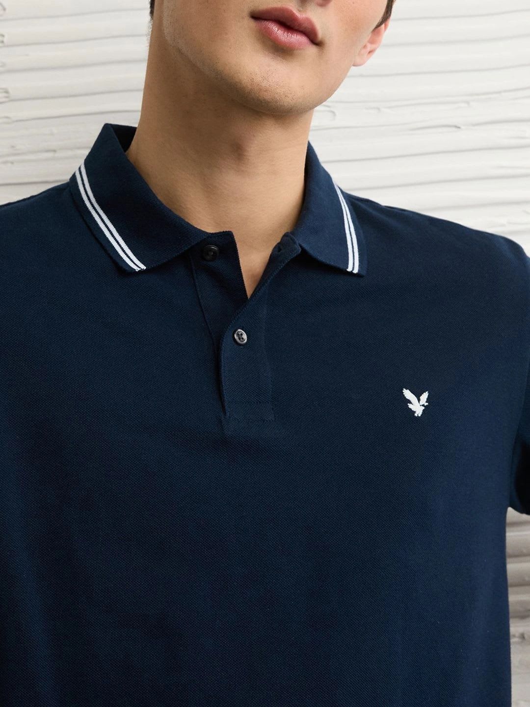 AMERICAN EAGLE OUTFITTERS Men's Standard Fit Tipped Pique Polo T-Shirt - left view