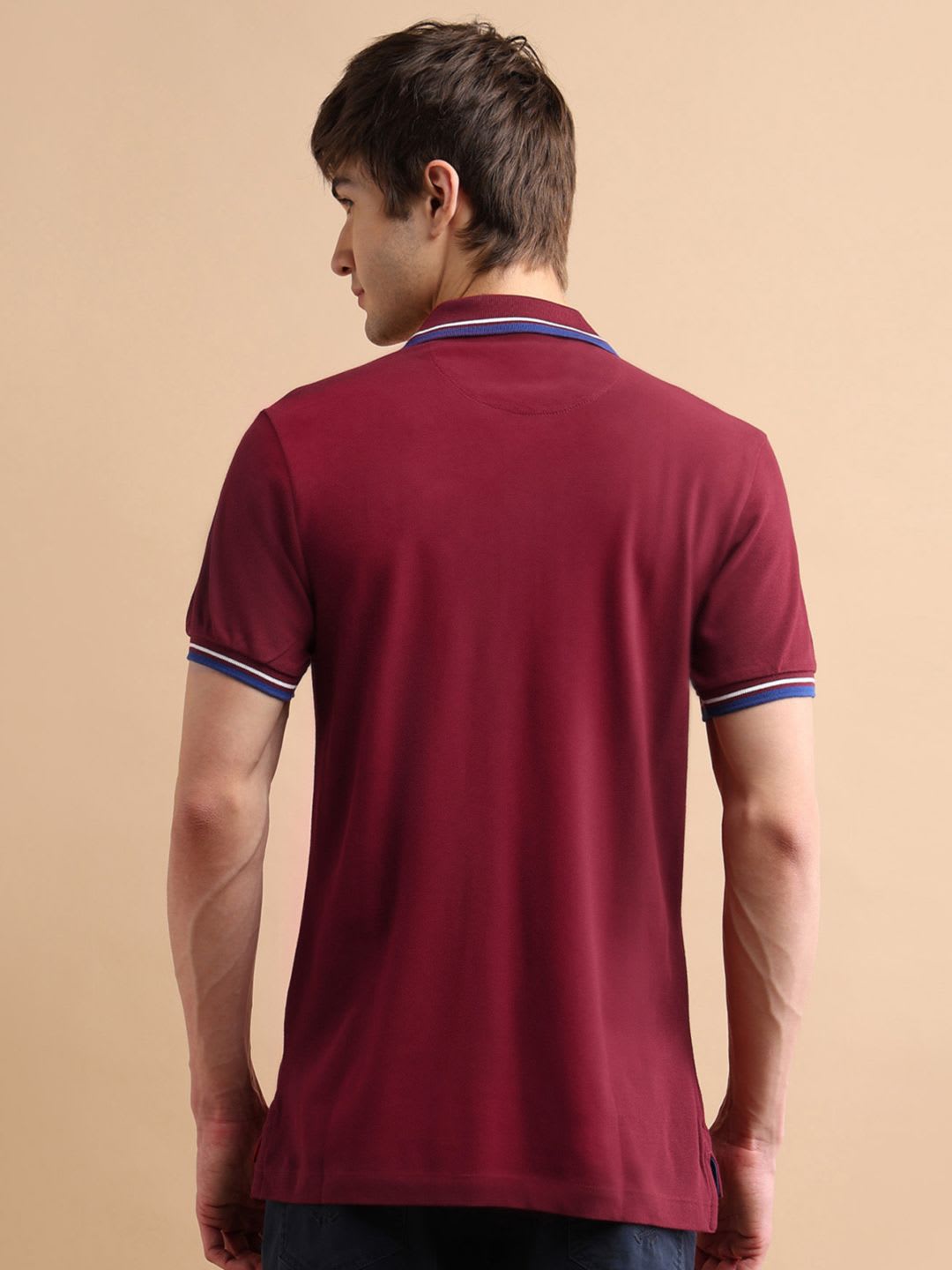 U.S. Polo Assn. Men Maroon Polo Collar Cotton T-shirt - right view