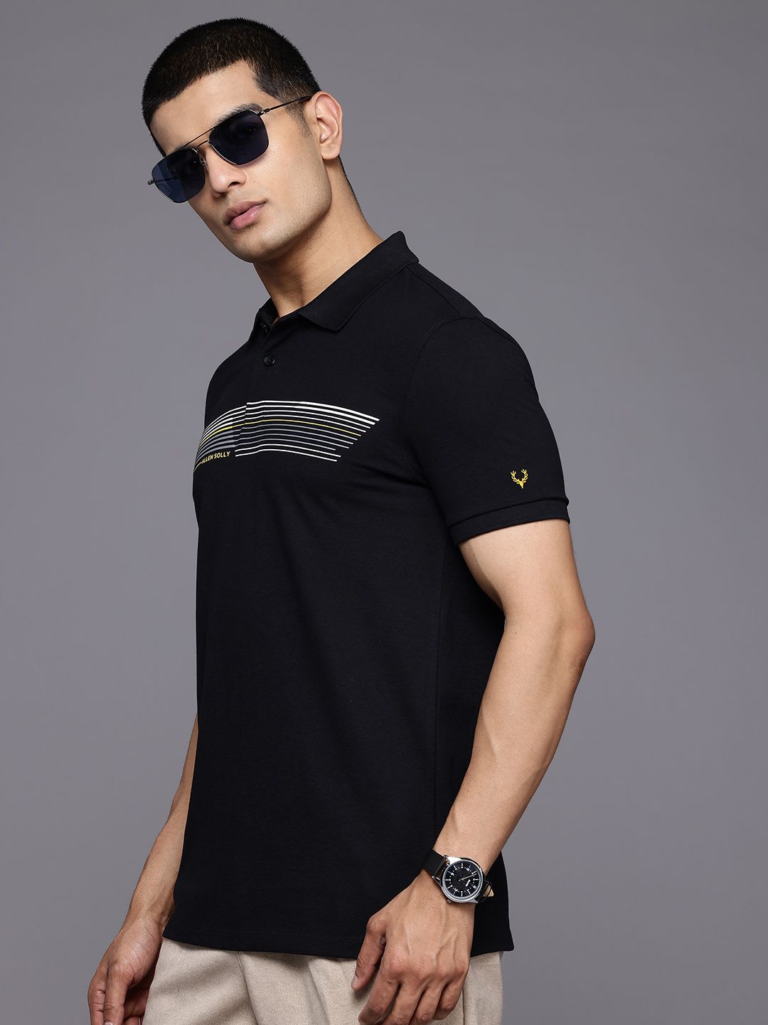 Allen Solly Men Striped Polo Collar T-shirt - default view