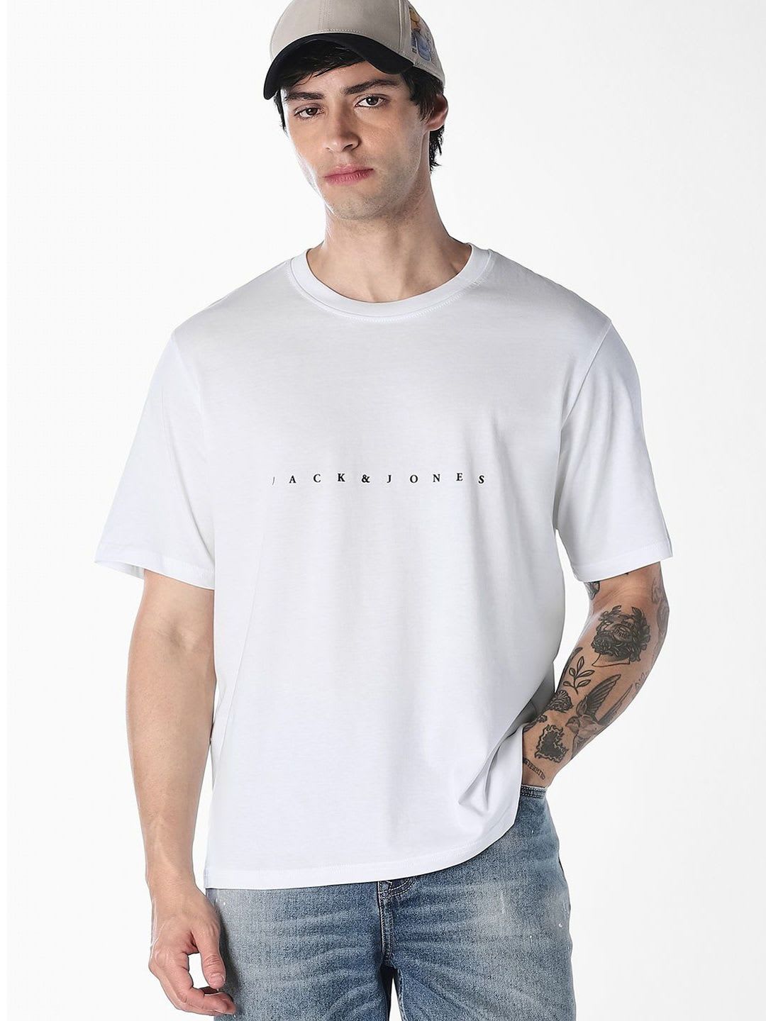 Jack & Jones Men Brand Logo Printed Boxy T-shirt - default view