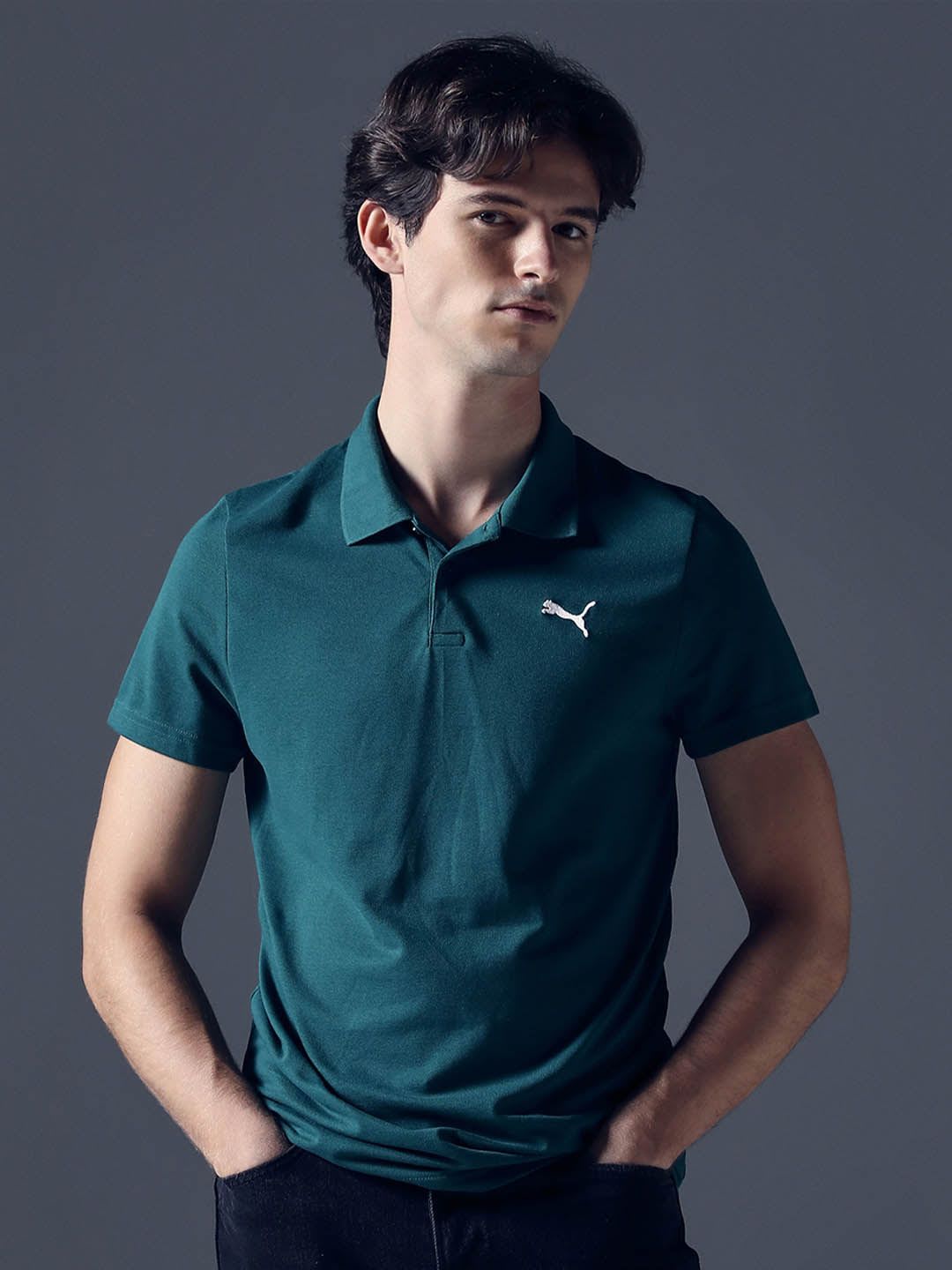 Puma Mens Logo Polo - Green - right view