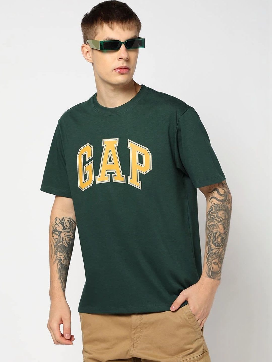 GAP Men Brand Logo Printed Pure Cotton T-shirt - default view