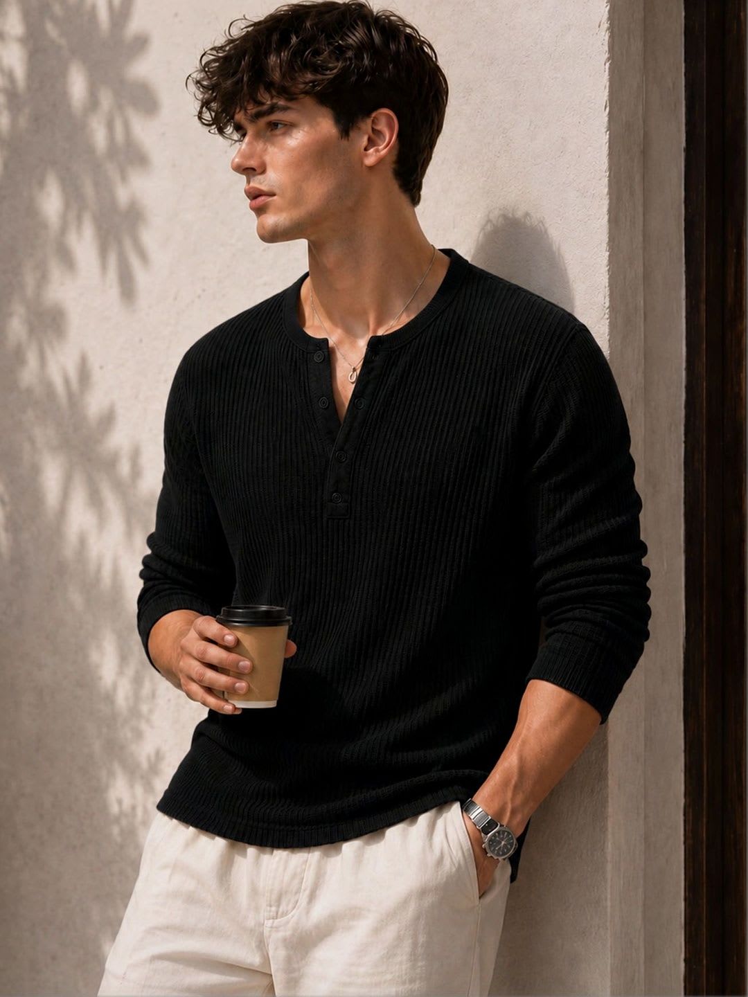 THE BEETEL HOUSE Men Henley Neck T-shirt - default view