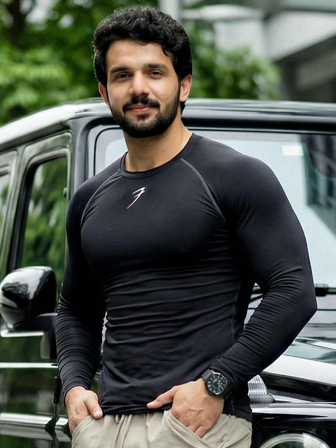 FUAARK Men Moisture-Wicking Raglan Sleeves Compression T-Shirt - default view