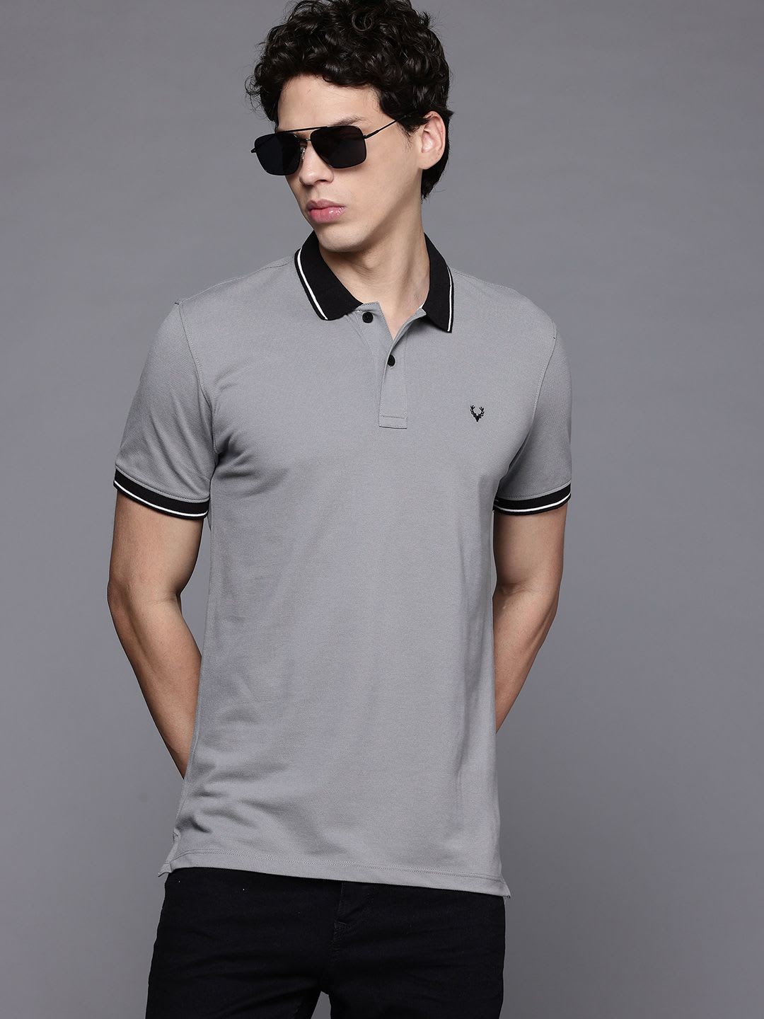 Allen Solly Contrast Collar Cotton T-shirt - default view
