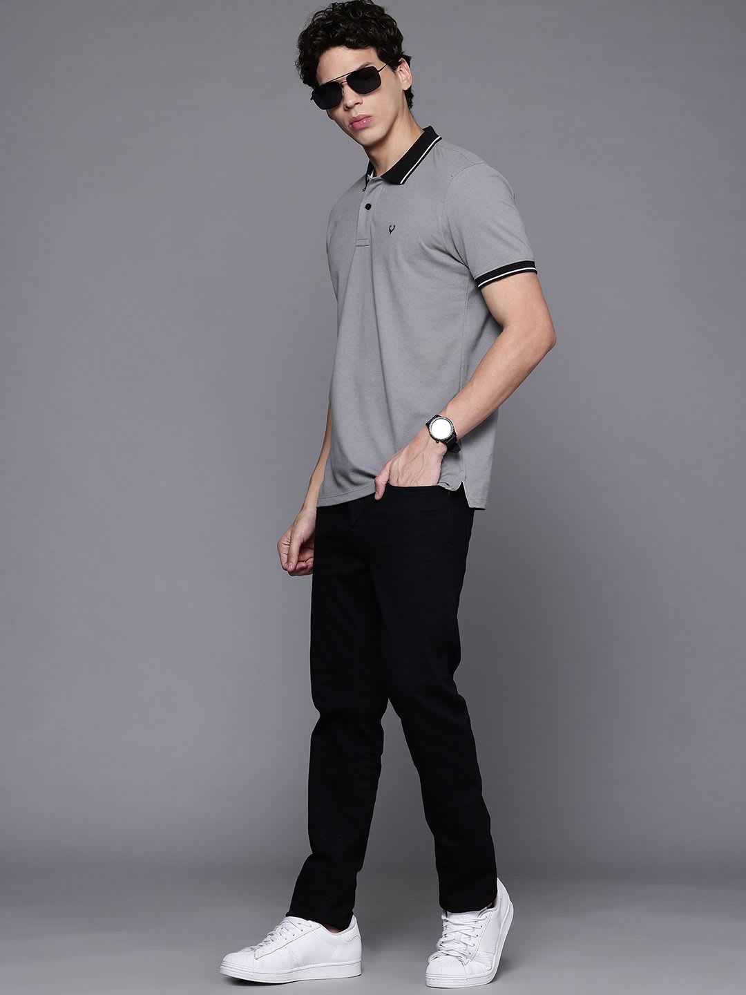 Allen Solly Contrast Collar Cotton T-shirt - left view