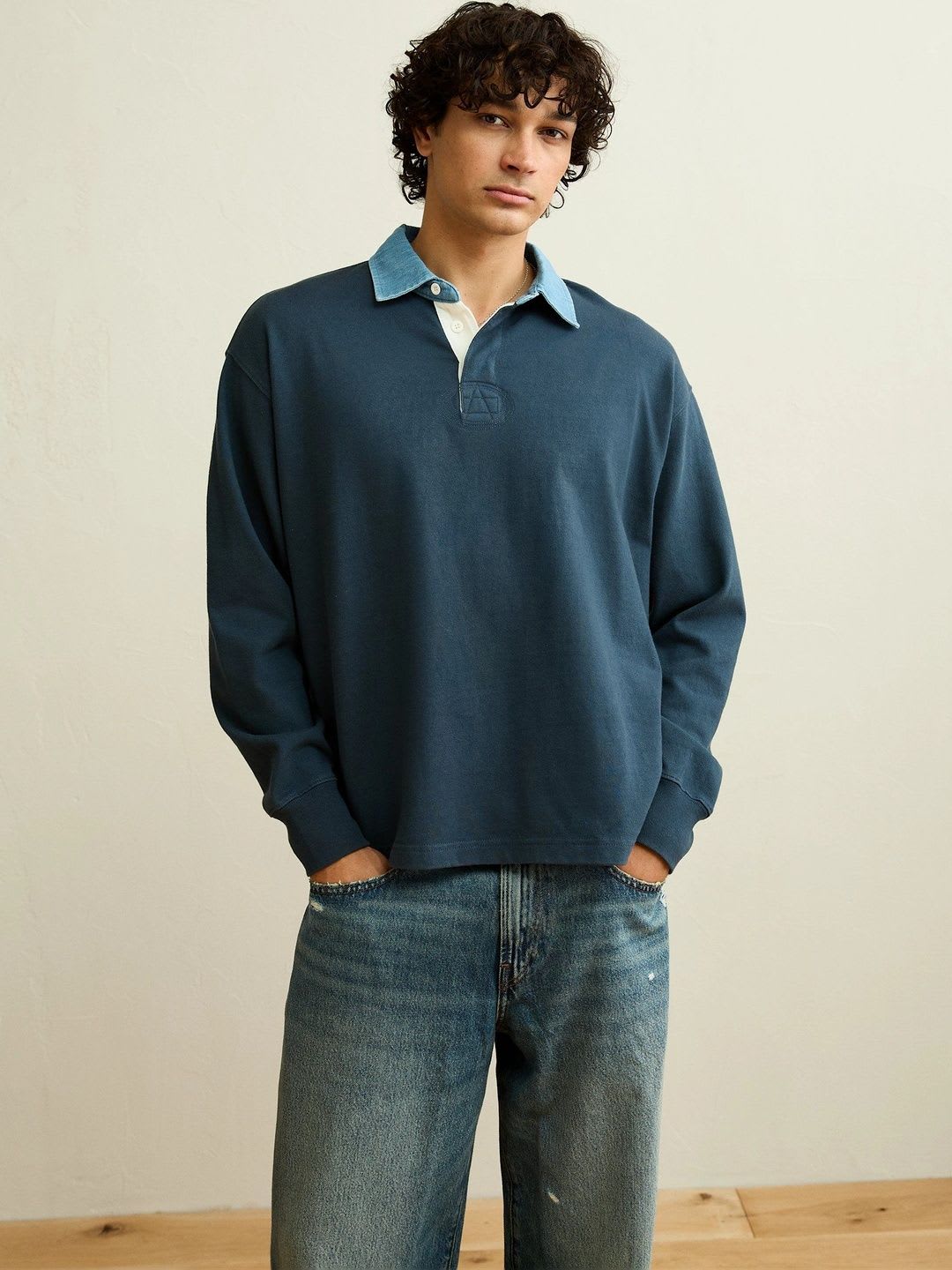 AMERICAN EAGLE OUTFITTERS Men Polo Collar Boxy T-shirt - default view