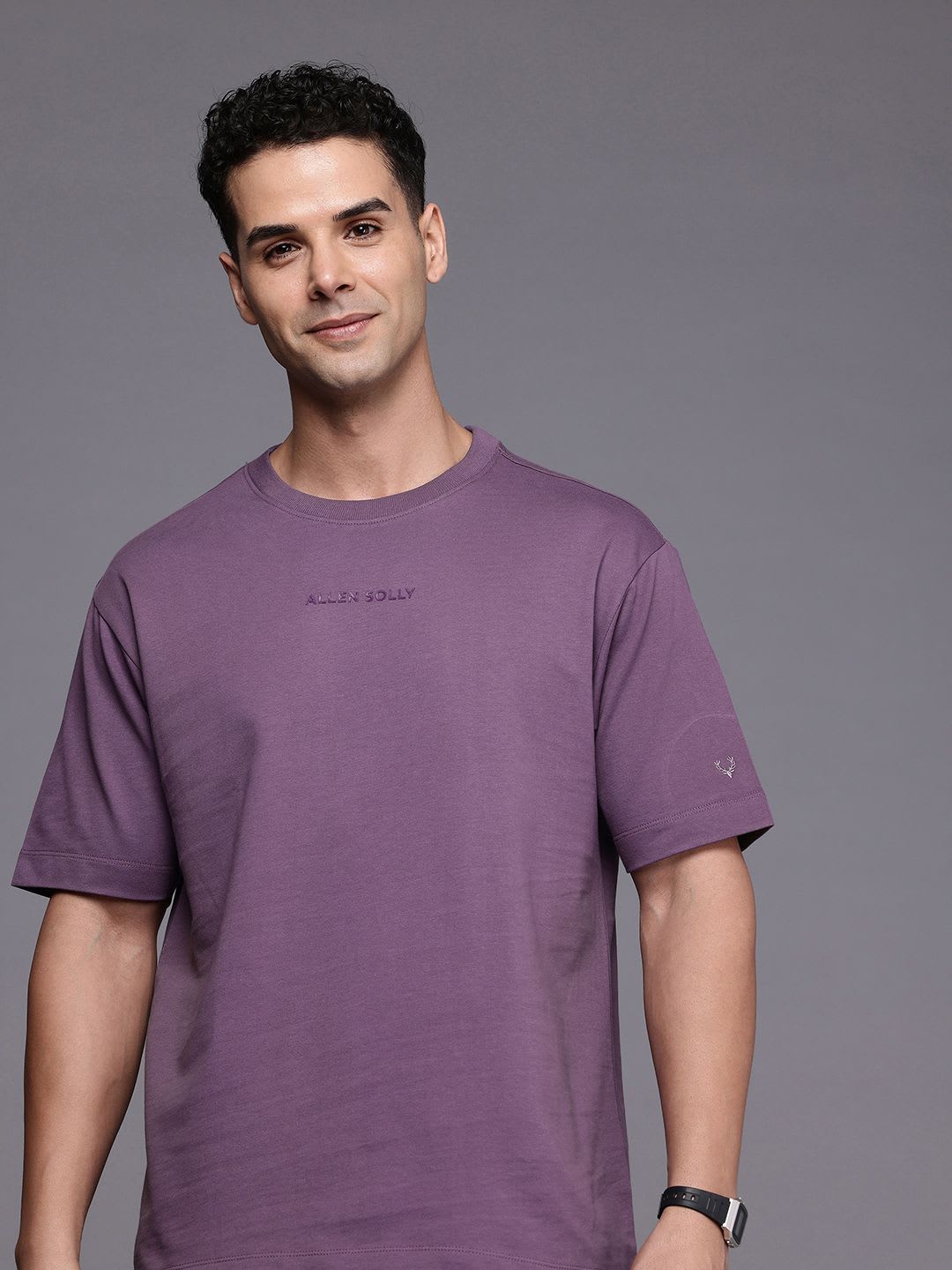 Allen Solly Pure Cotton Brand Logo Printed Relaxed Fit T-shirt - default view