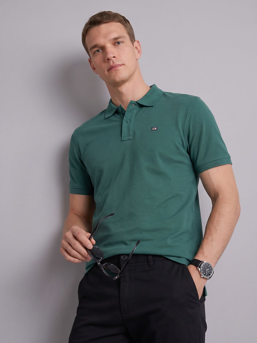 Arrow Men Brand Logo Polo Collar T-shirt - default view