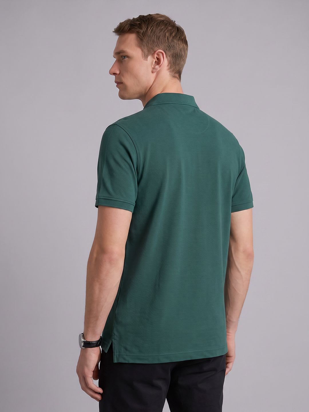 Arrow Men Brand Logo Polo Collar T-shirt - back view
