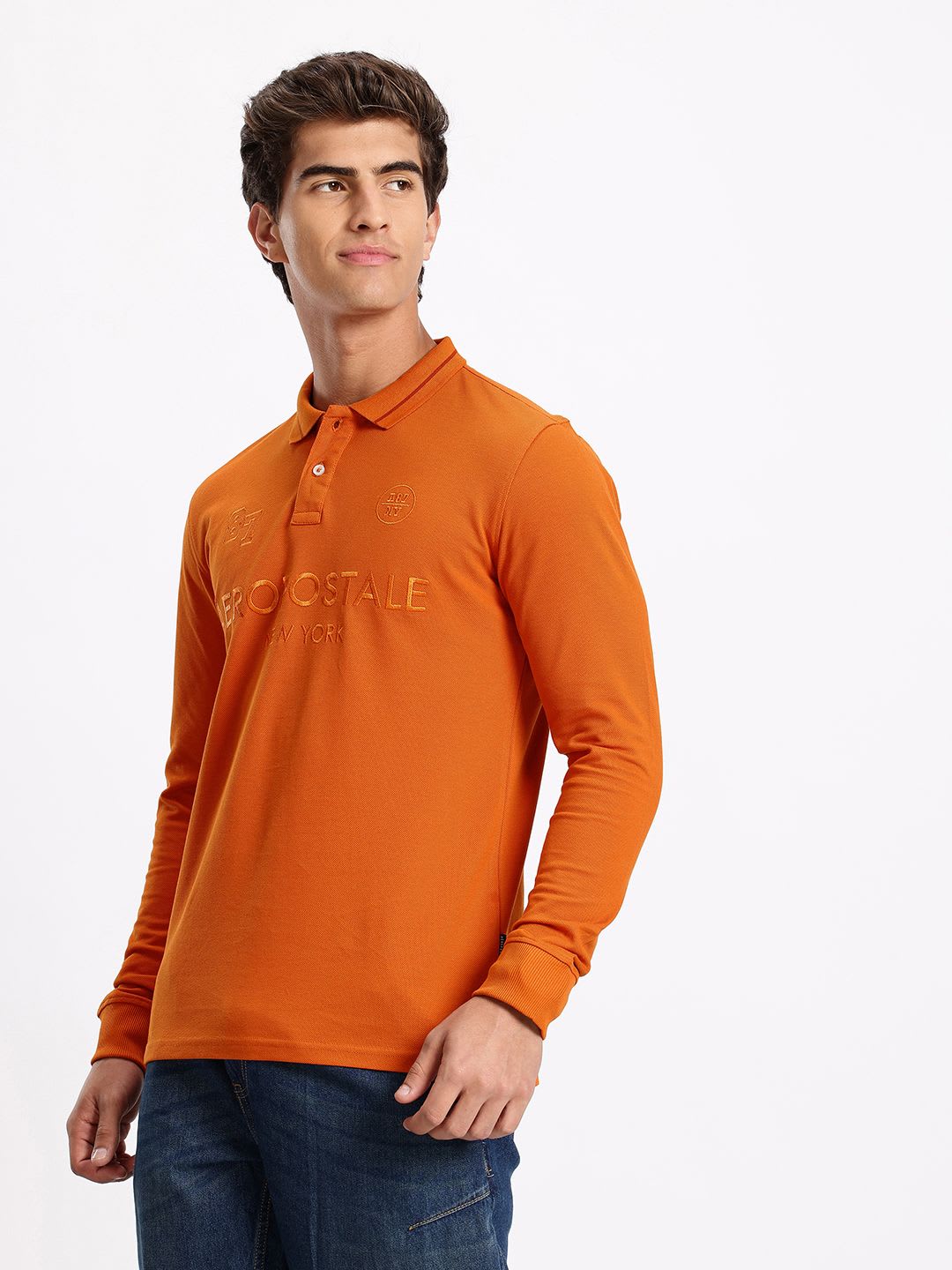 Aeropostale Typography Embroidered Polo Collar Pure Cotton T-shirt - right view