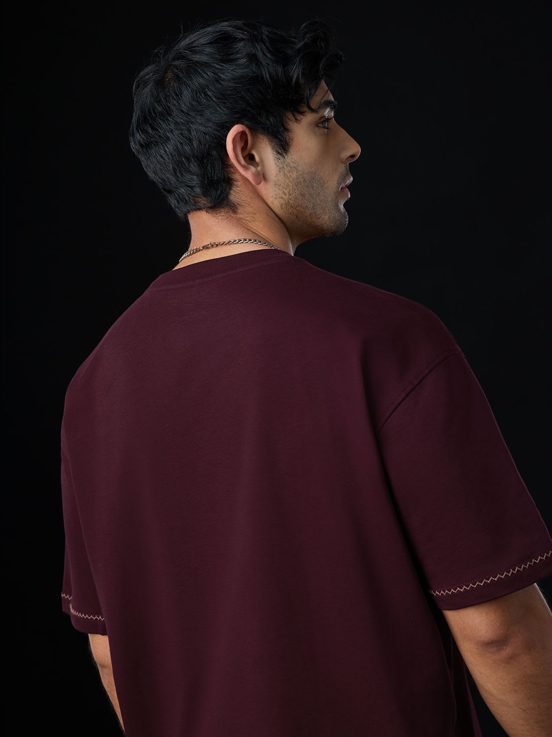 The Souled Store Men Oversized Tom & Jerry Burgundy Tshirts - left view