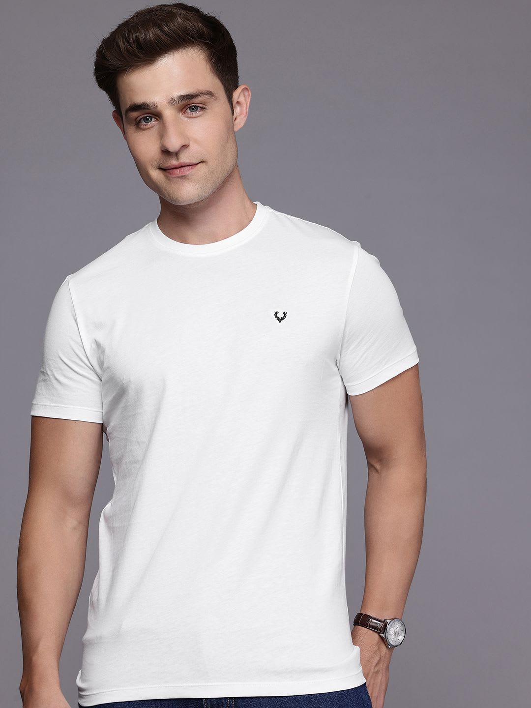 Allen Solly Pure Cotton Slim Fit T-shirt - default view