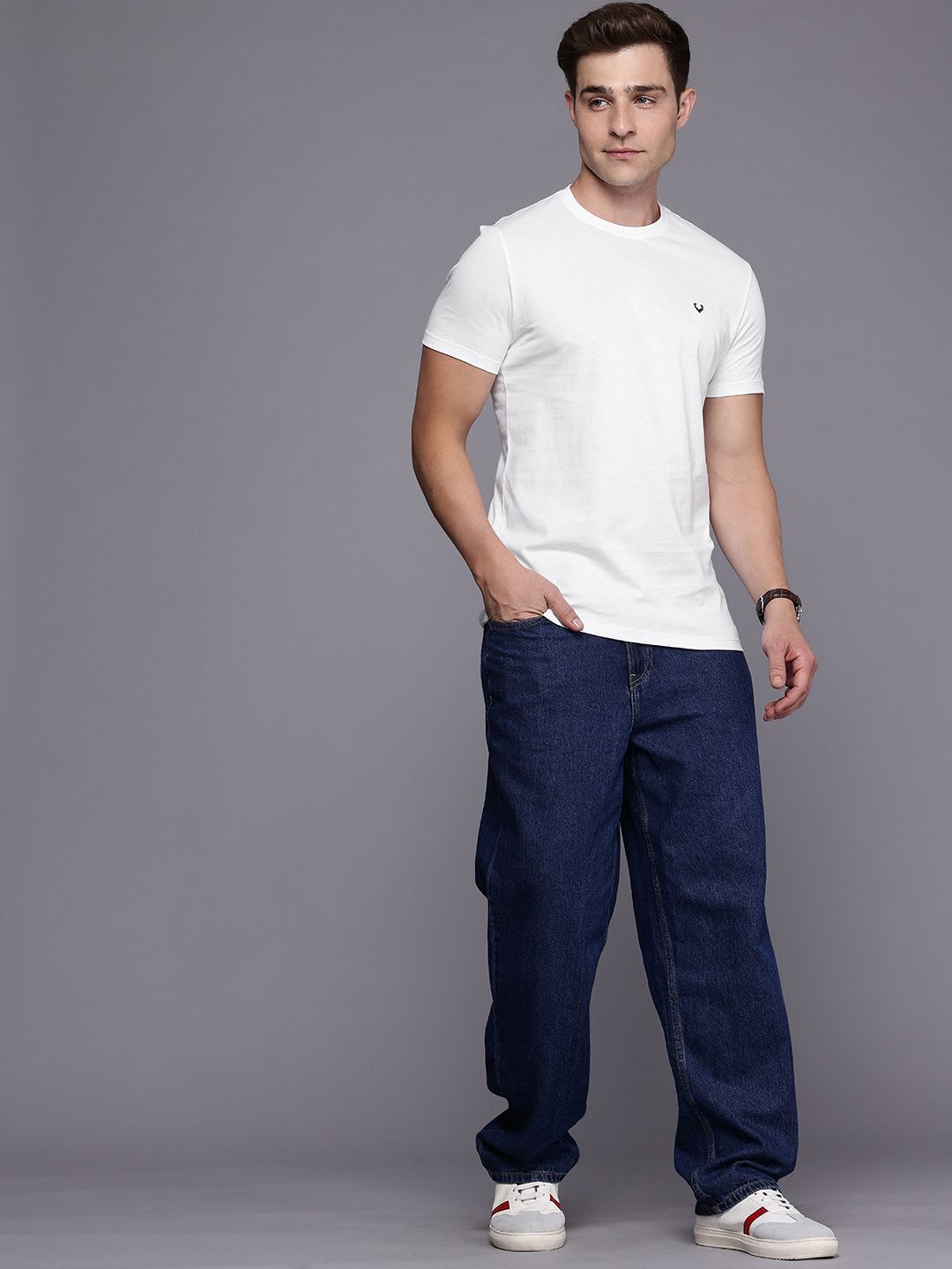 Allen Solly Pure Cotton Slim Fit T-shirt - left view