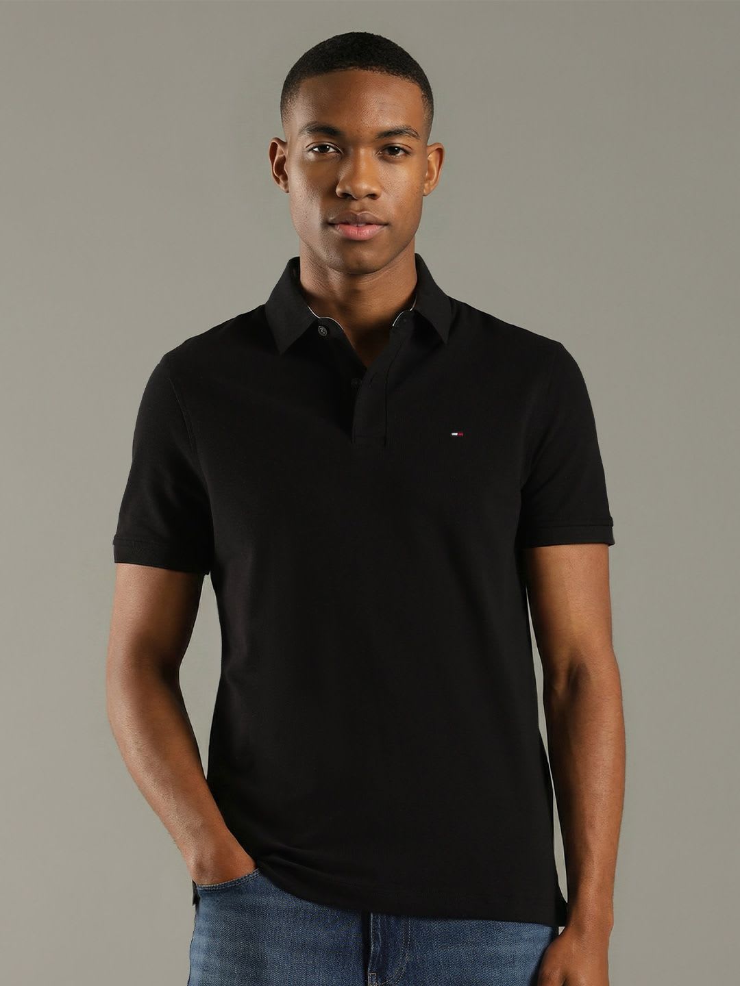 Tommy Hilfiger Men Brand Logo Polo Collar T-shirt - default view