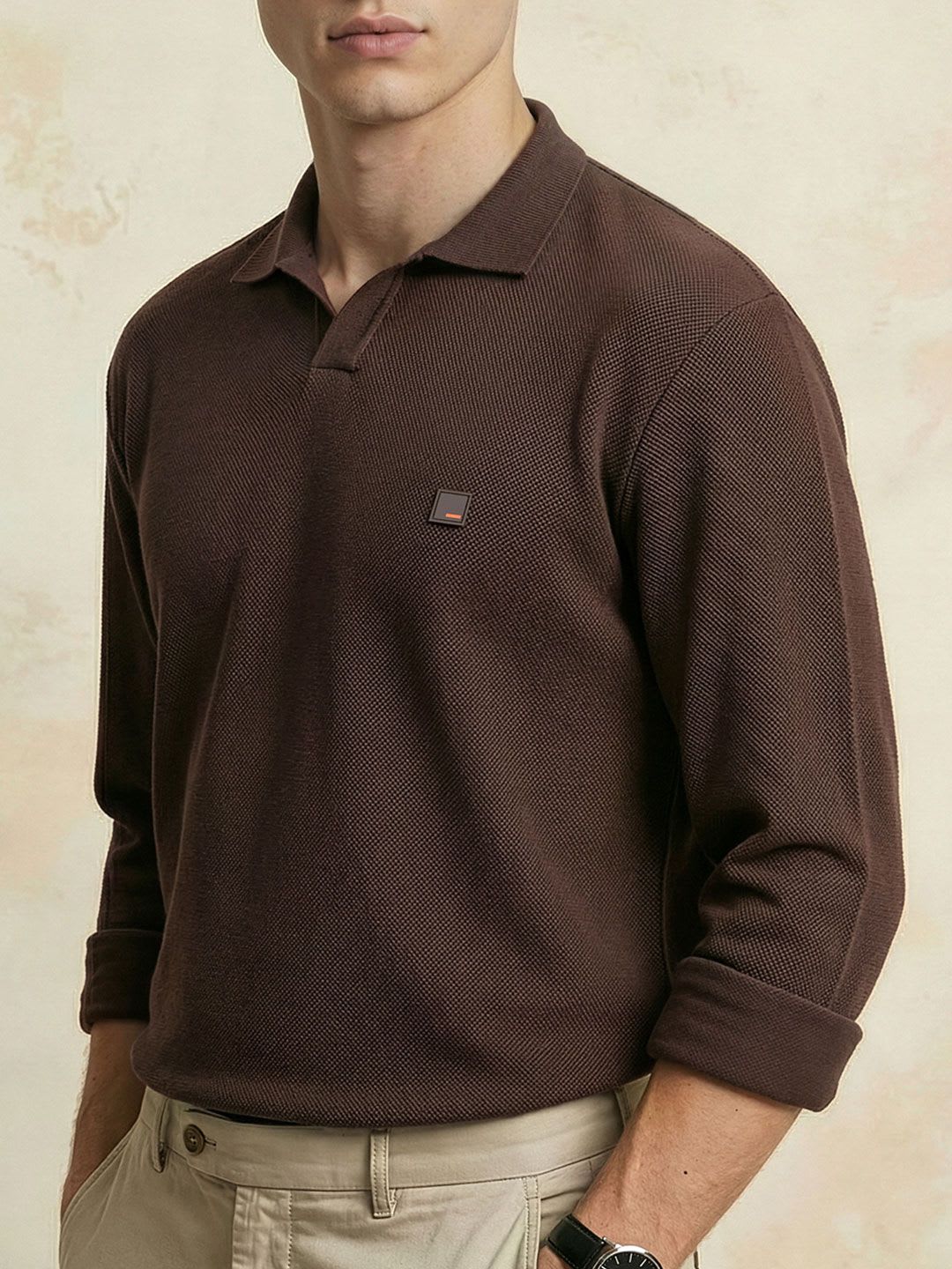 DAMENSCH Rich Texture Moisture Controlled Fabric All Degree Full Sleeve Polo T-Shirt - default view