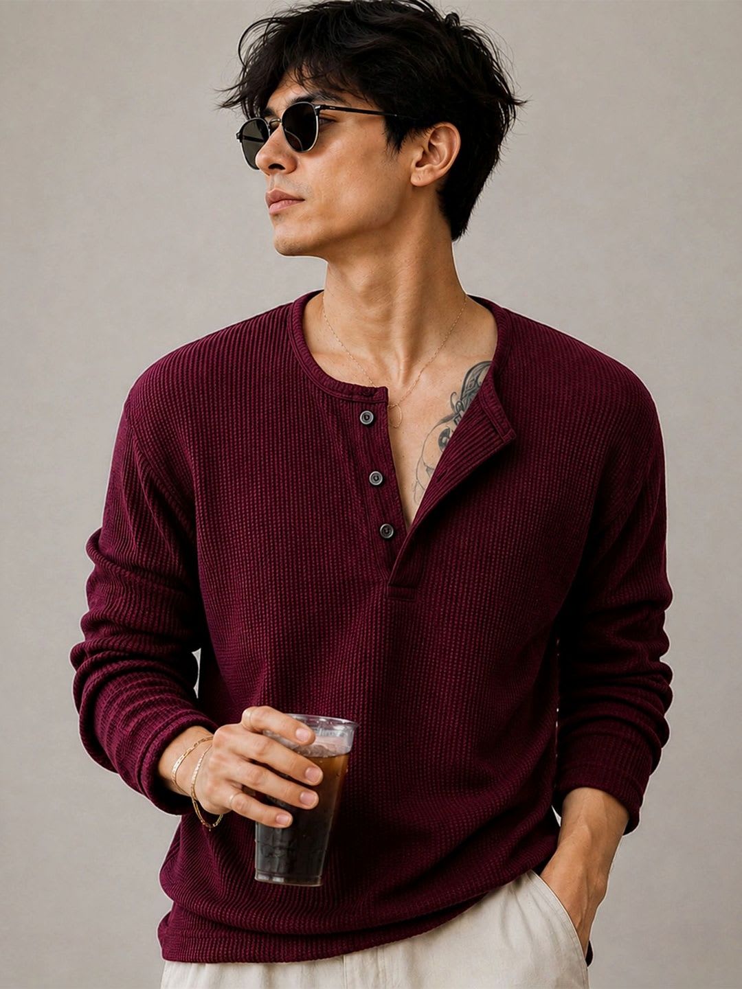 THE BEETEL HOUSE Men Henley Neck T-shirt - default view