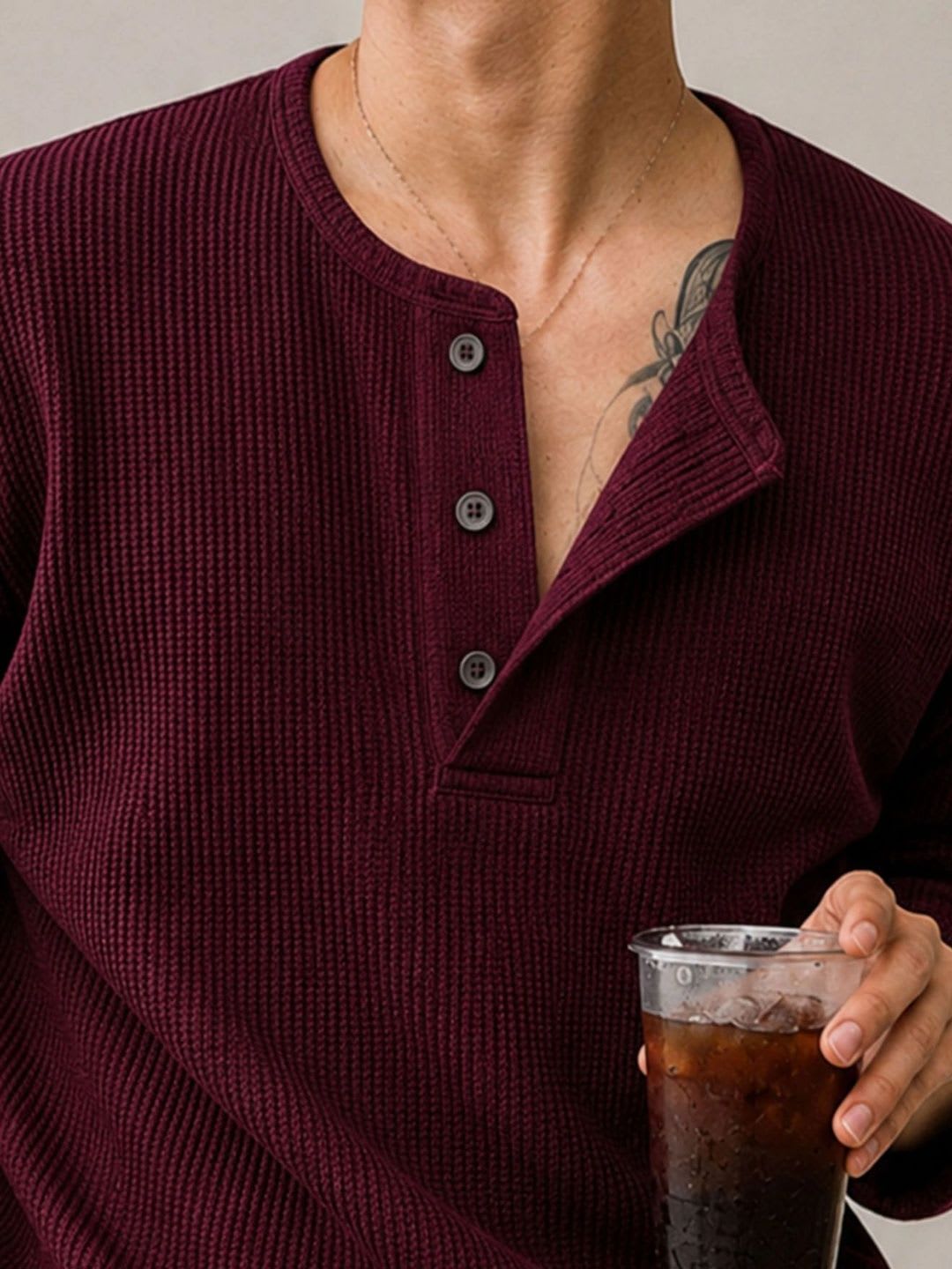THE BEETEL HOUSE Men Henley Neck T-shirt - left view