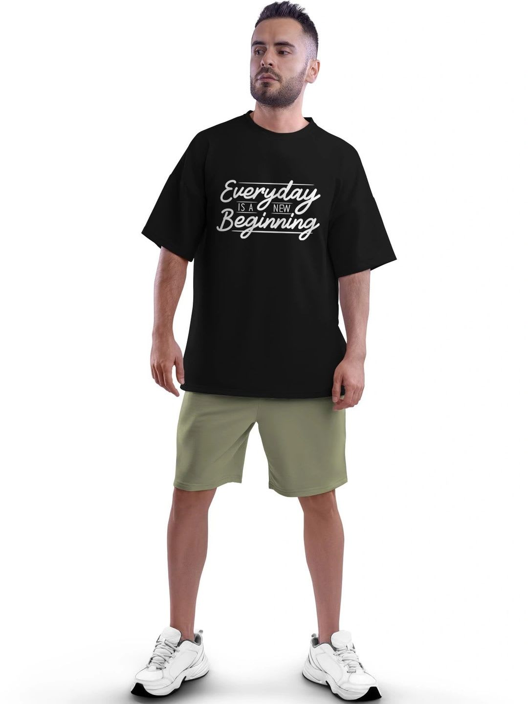WIEBE Men Typography Printed Drop-Shoulder Sleeves T-shirt - back view