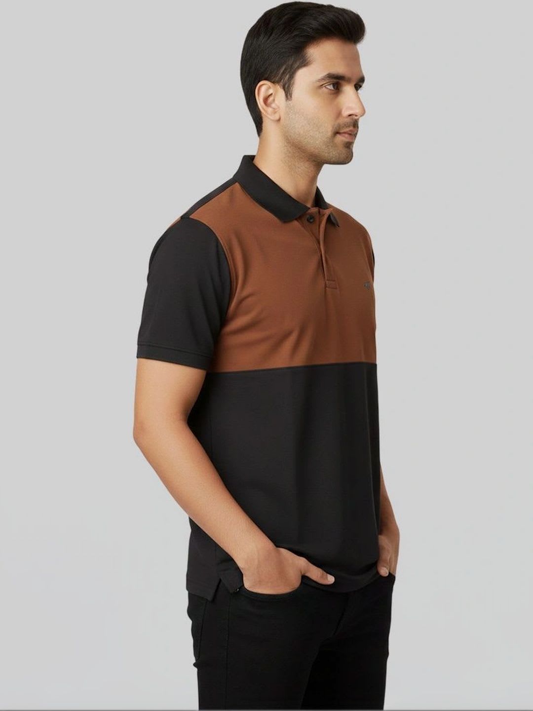 CEDRAFIL Men Colourblocked Polo Collar Antimicrobial T-shirt - back view