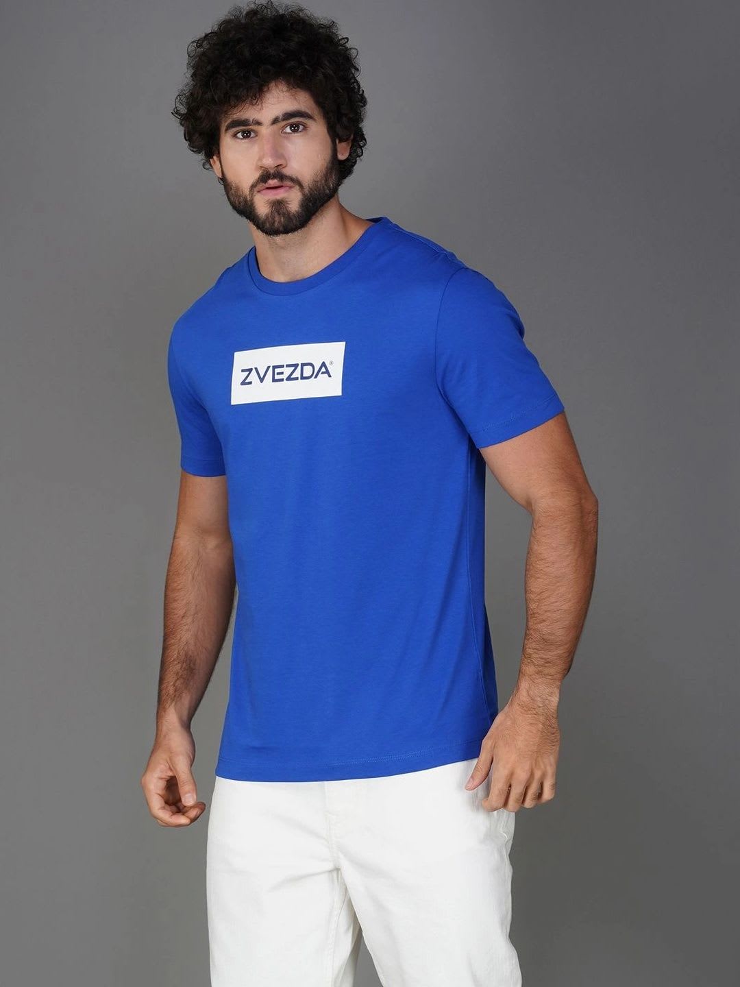 ZVEZDA Men Brand Logo Printed Slim Fit T-shirt - default view