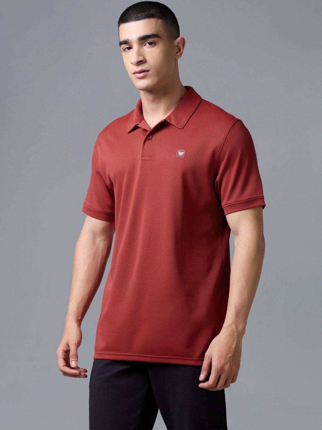 Technosport Men Brand Logo Polo Collar T-shirt - back view