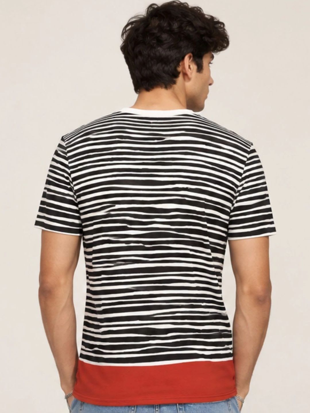 YAK YAK Men 2 Striped T-shirt - back view