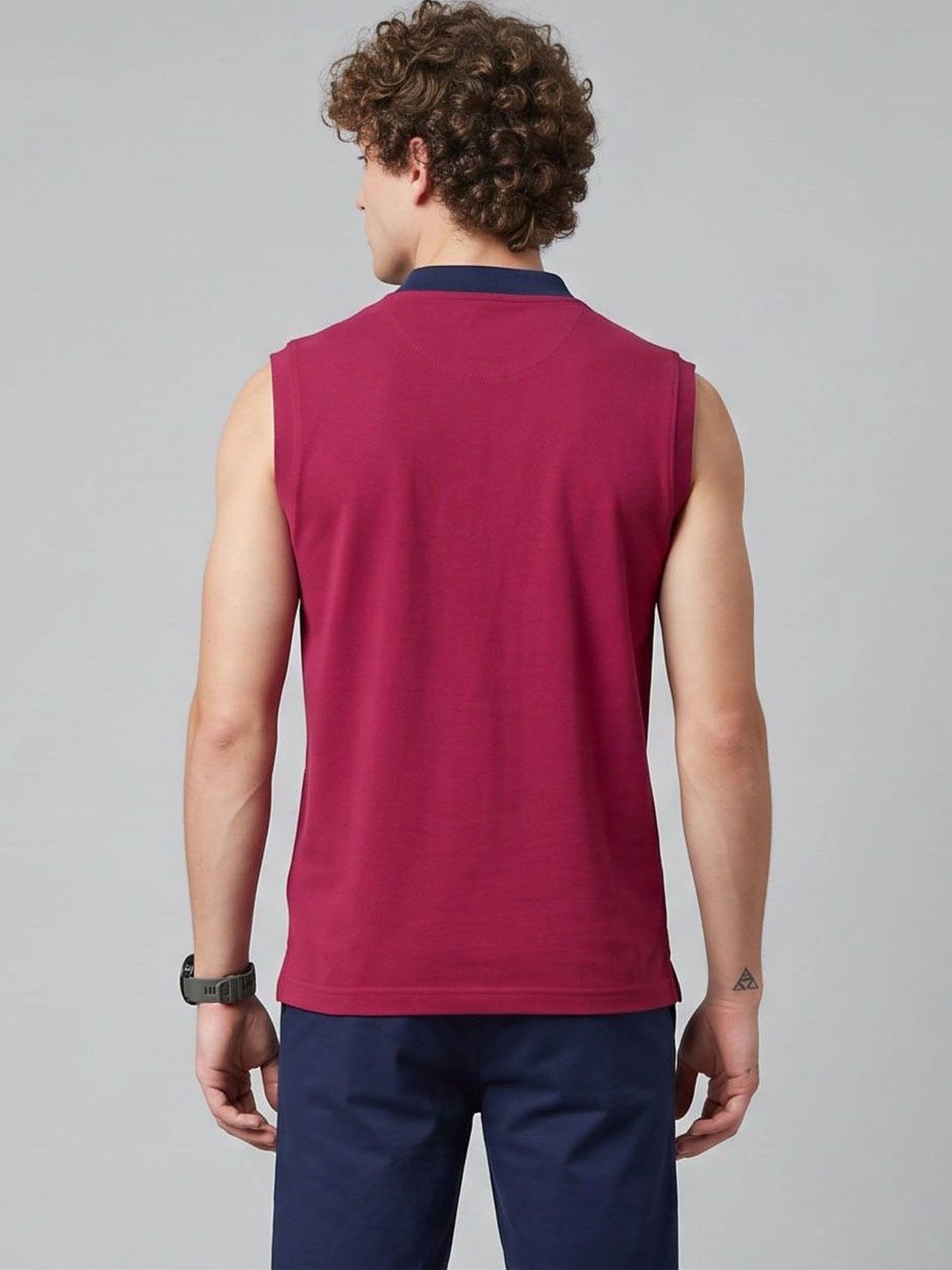 Charagh Din Men Polo Collar T-shirt - back view