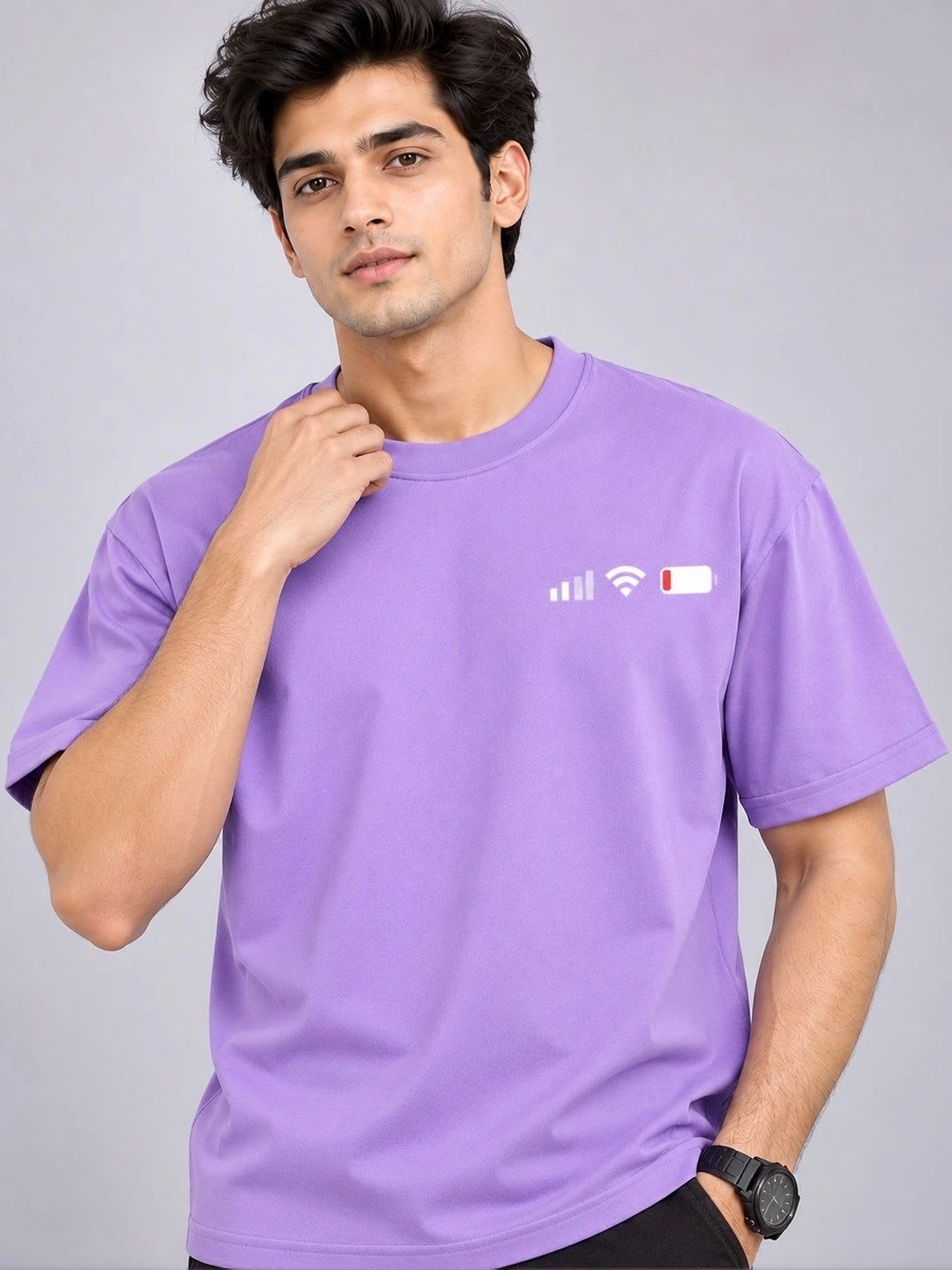 SARMIK CREATION Men Printed Drop-Shoulder Sleeves T-shirt - left view