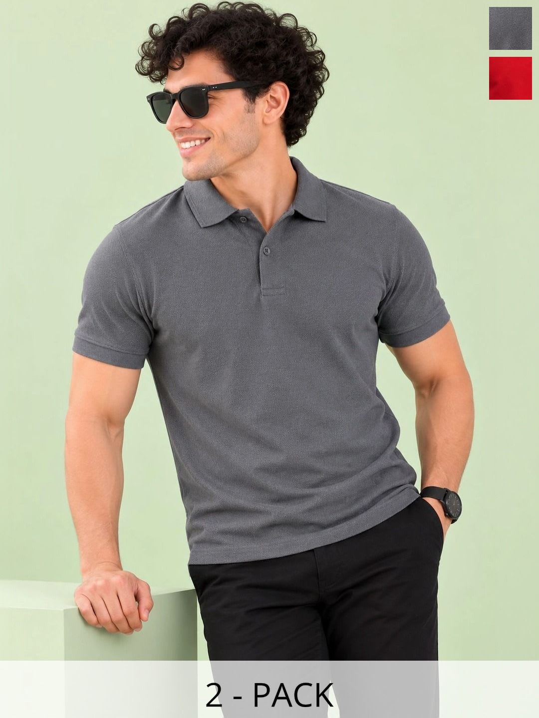 Mast & Harbour Men 2 Polo Collar T-shirt - default view