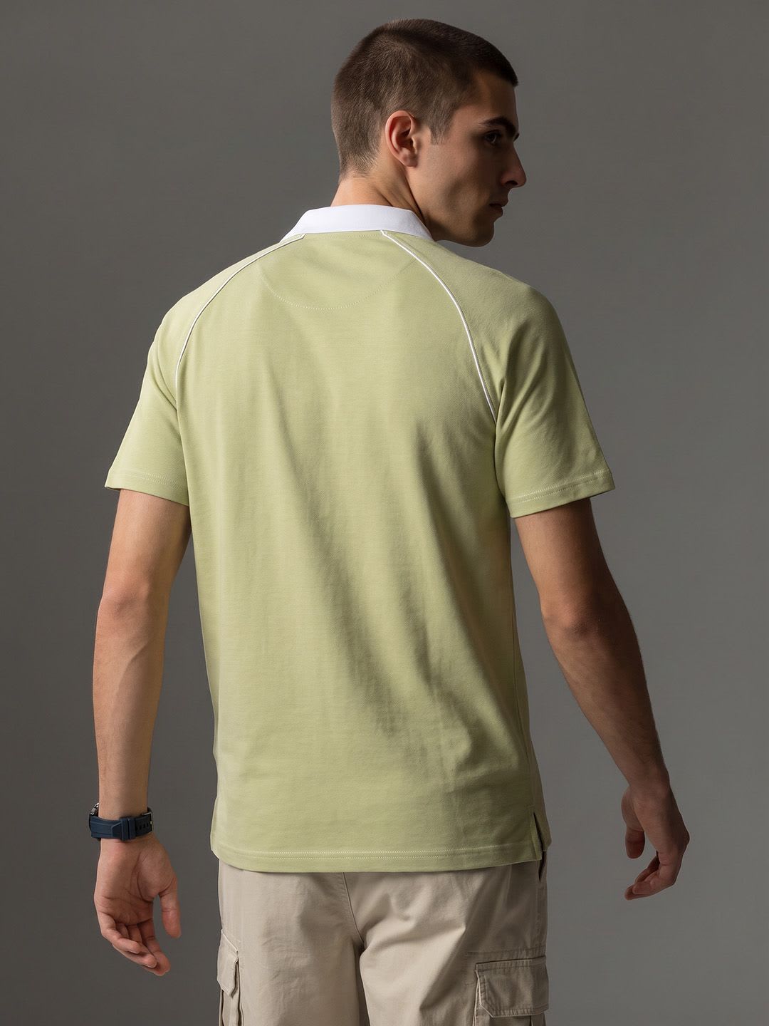 FCUK Typography Embroidered Polo Collar T-shirt - back view