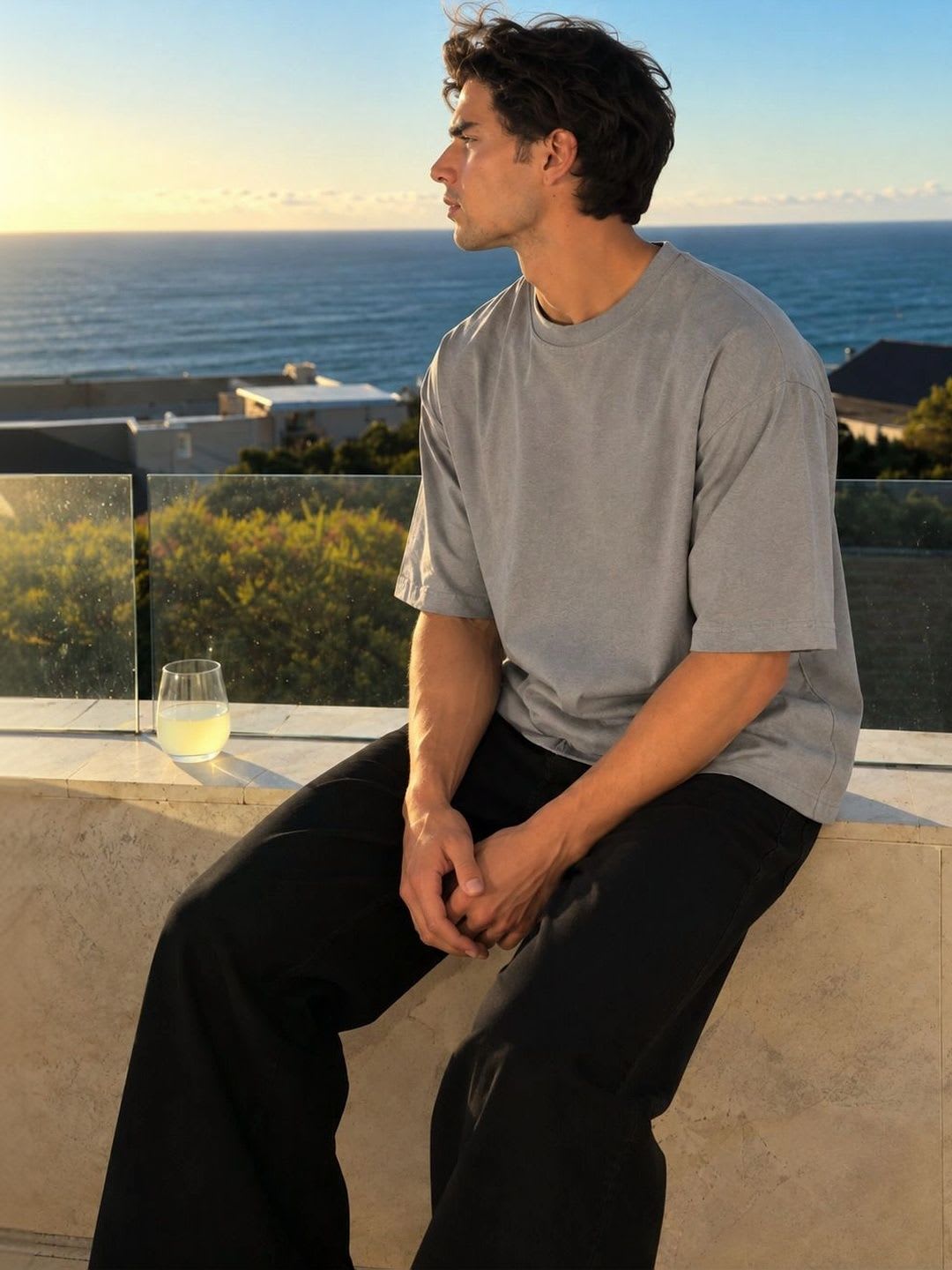 RAW ERA Men Drop-Shoulder Sleeves T-shirt - back view