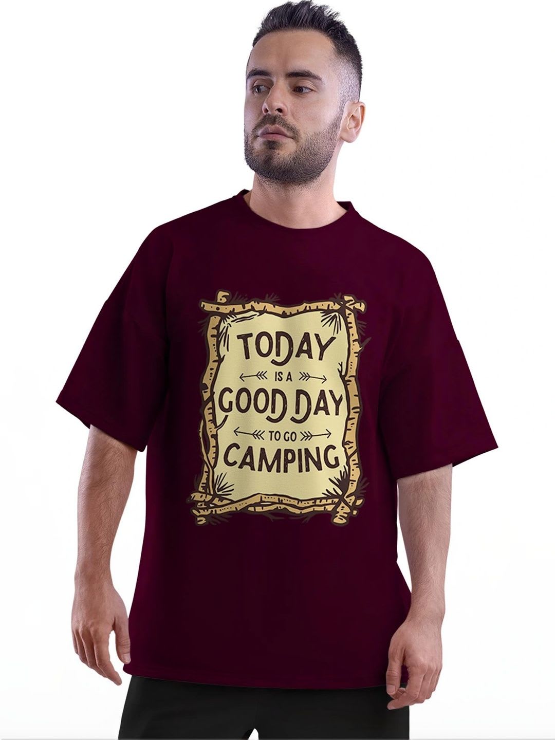 WIEBE Men Typography Printed Drop-Shoulder Sleeves T-shirt - default view