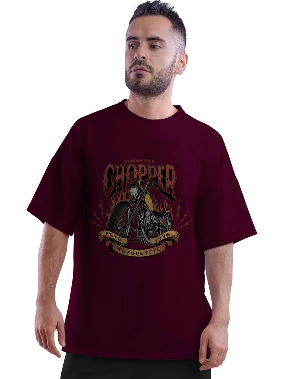 WIEBE Men Printed Drop-Shoulder Sleeves T-shirt - default view
