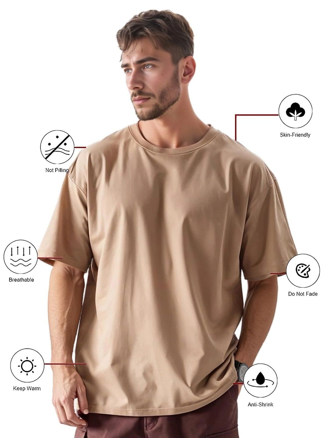 WIEBE Men Printed Drop-Shoulder Sleeves T-shirt - right view