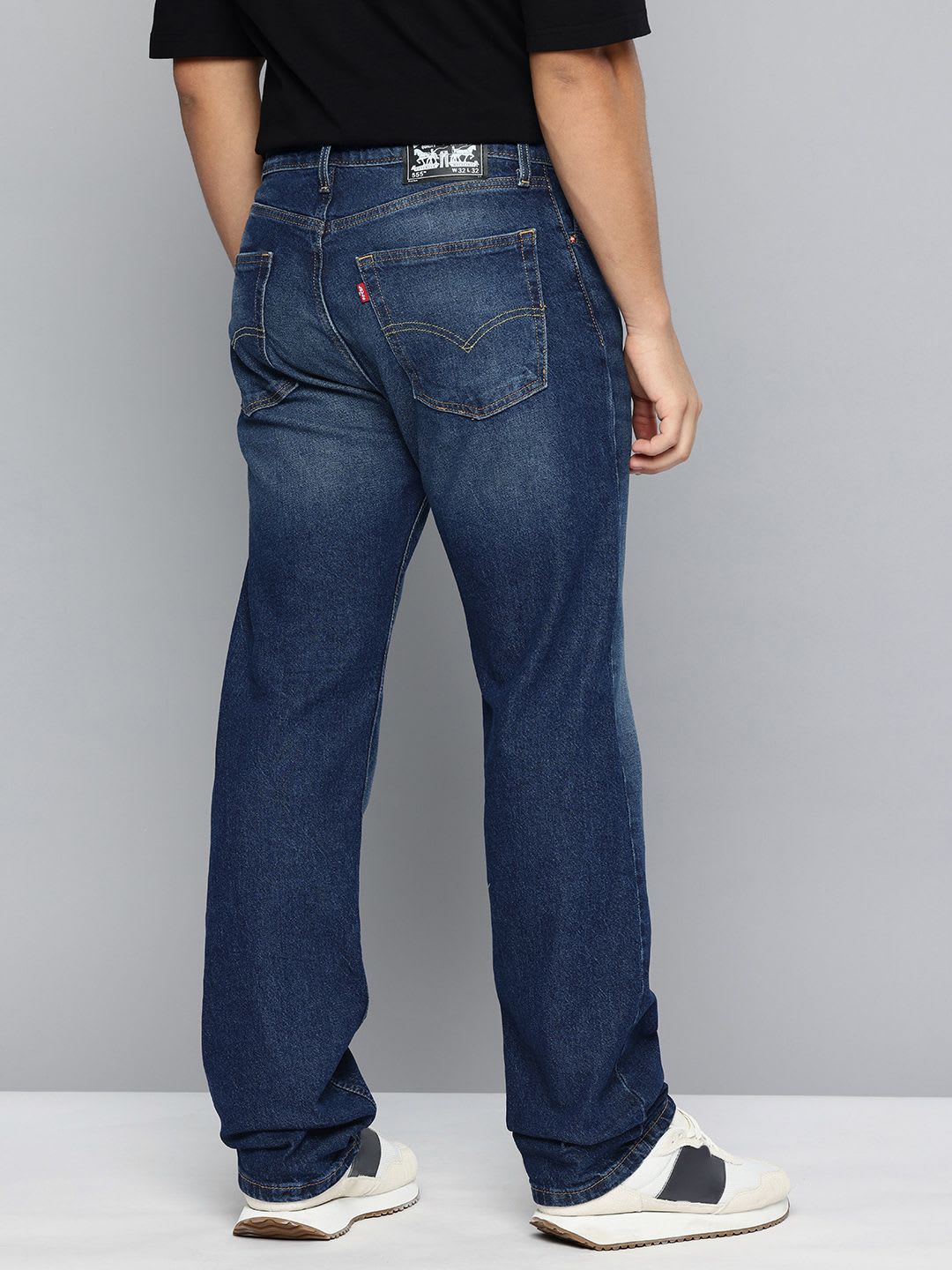 Levis Men 555 Relaxed Fit Mid-Rise Light Fade Stretchable Jeans - back view