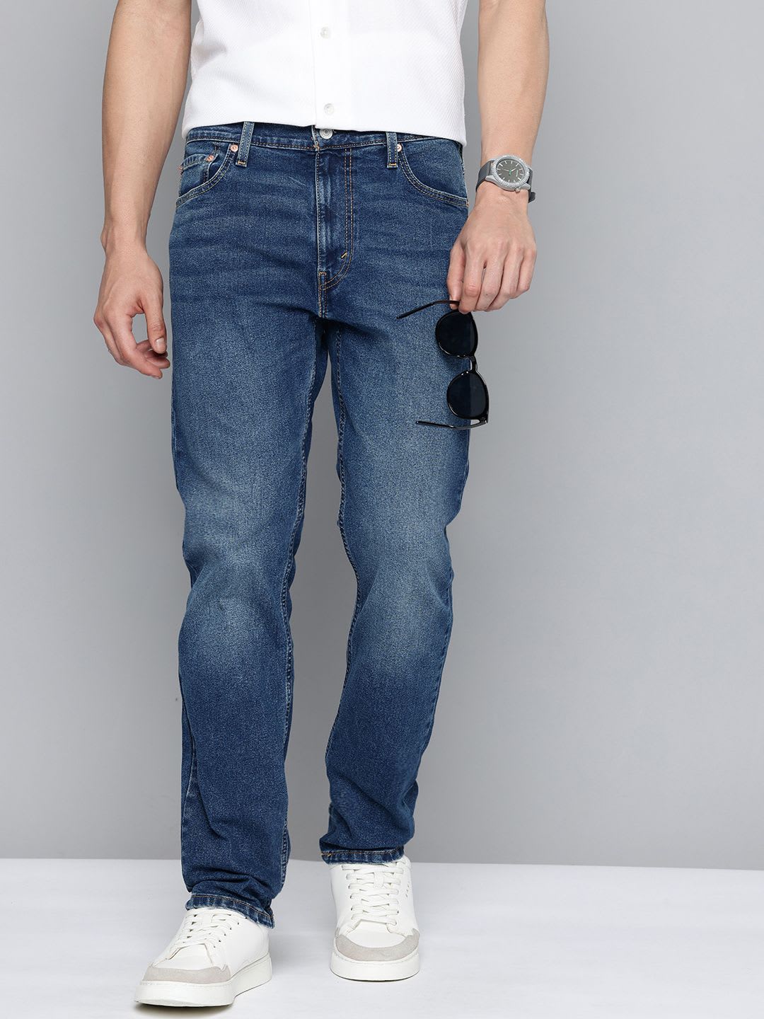 Levis Men 513 Slim Straight Fit Light Fade Stretchable Jeans - default view