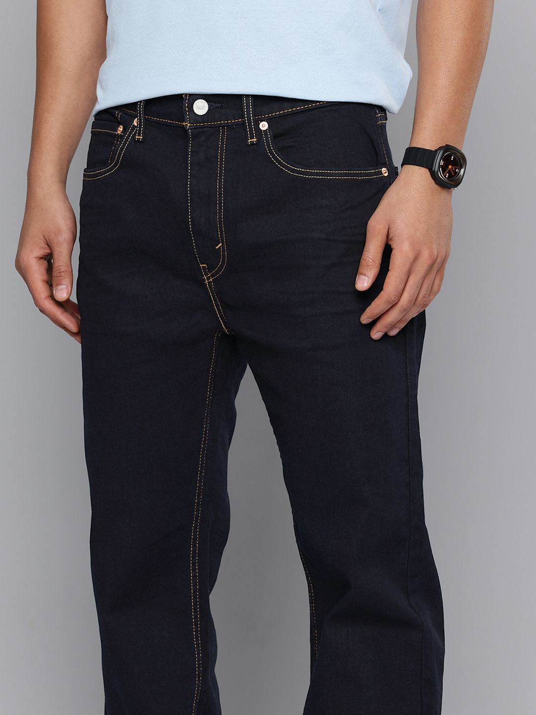 Levis Men 505 Straight Fit Mid-Rise Stretchable Jeans - left view