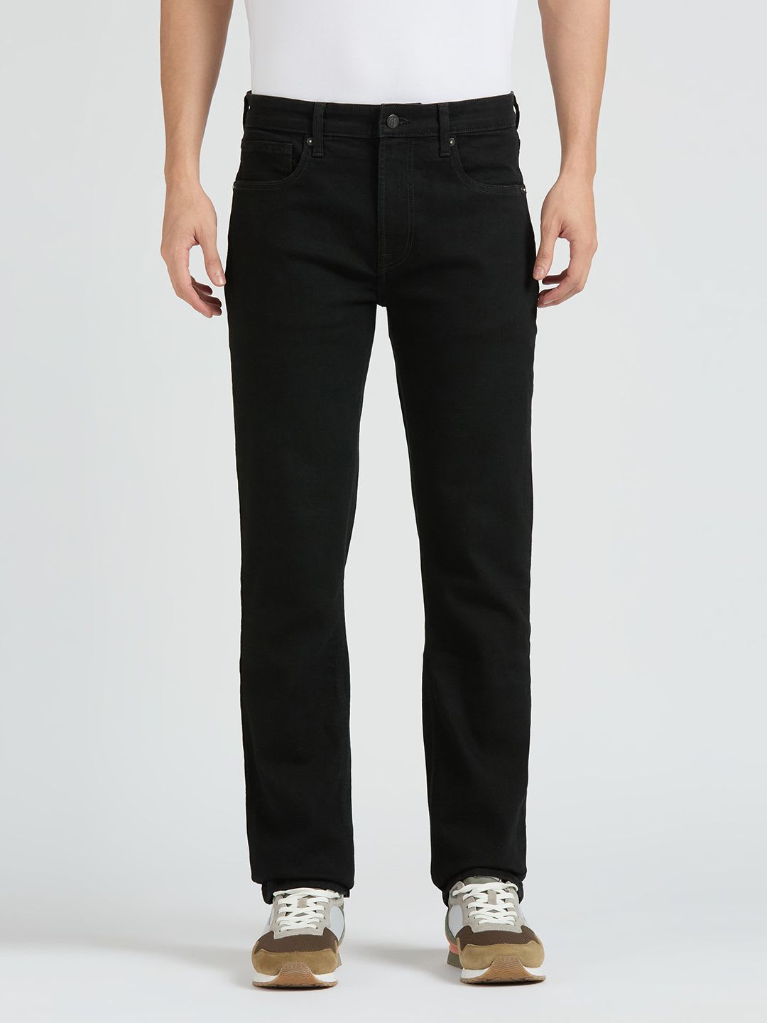 Pepe Jeans Men Straight Fit Black Stretchable Casual Jeans - default view