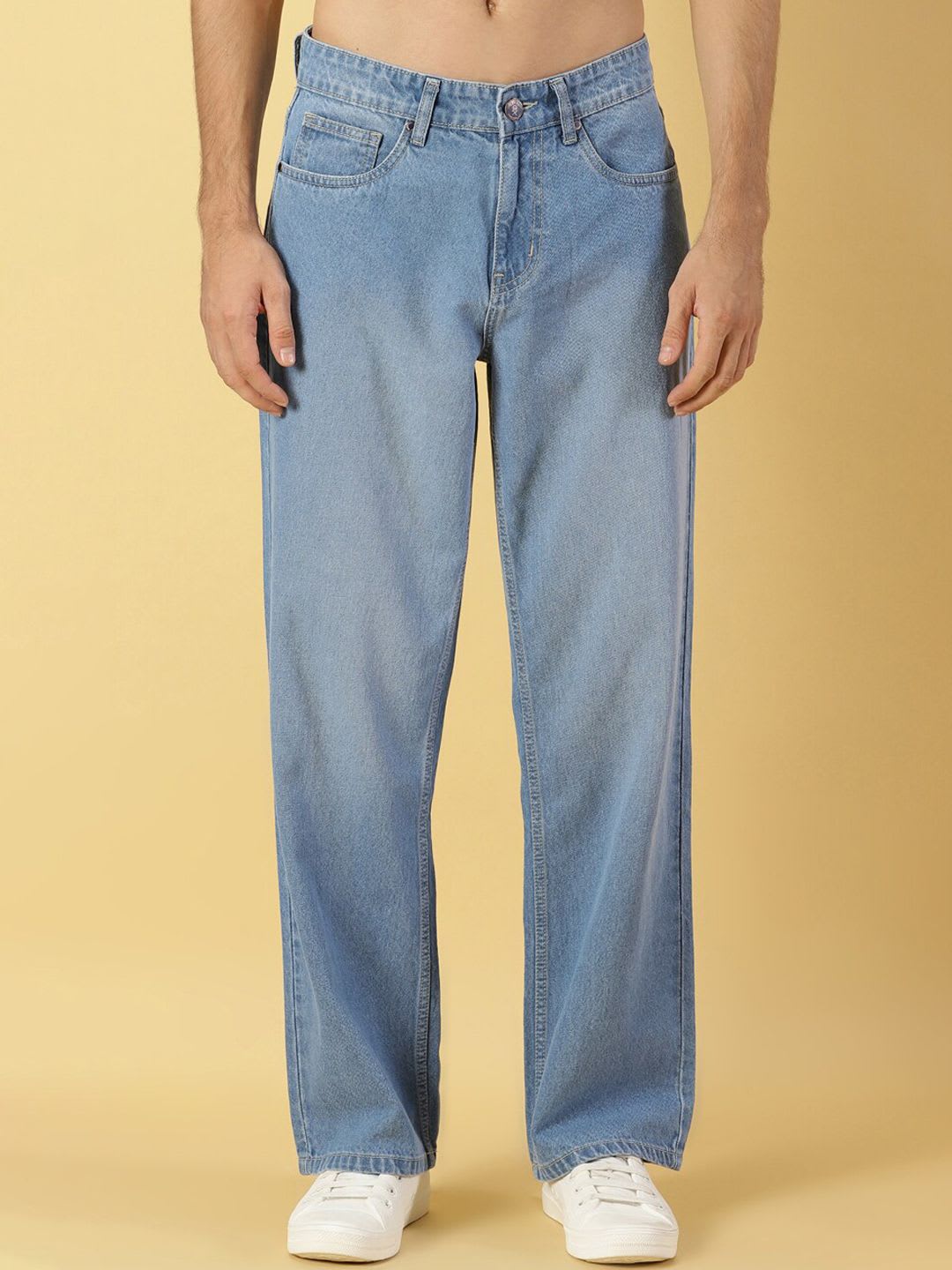 Thomas Scott Men Comfort Relaxed Fit Clean Look Light Fade Cotton Baggy Jeans - default view