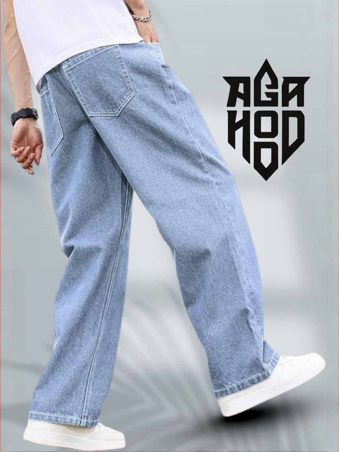 ANGERHOOD Men Baggy Fit Mid-Rise Jeans - back view
