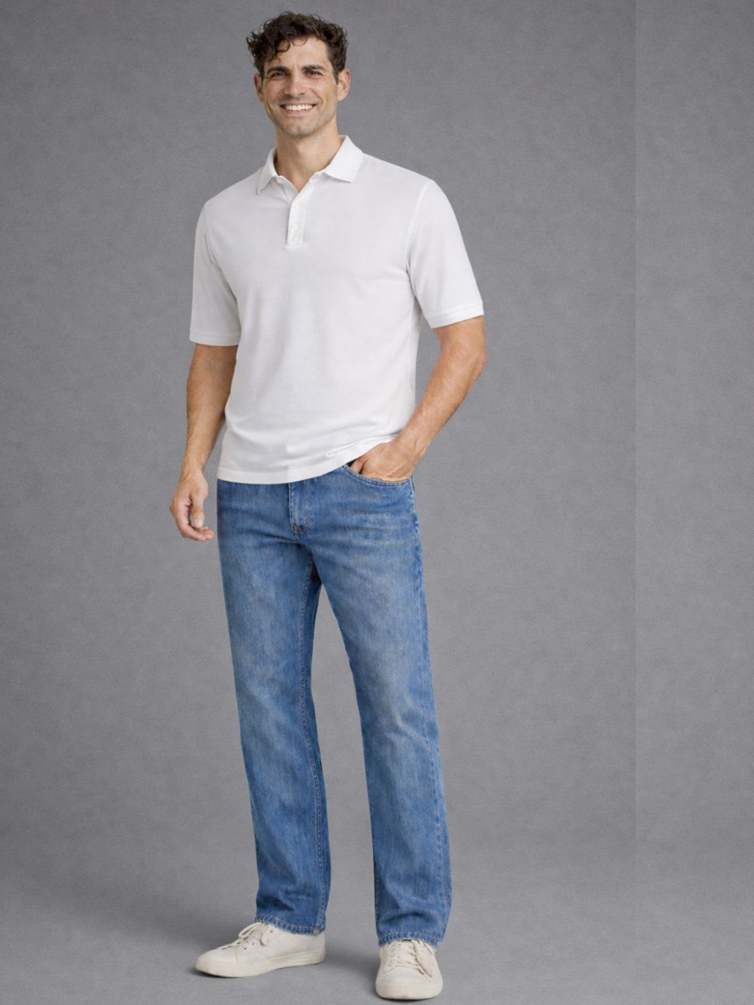 Louis Philippe Jeans Louis Philippe Men Regular Fit Stretchable Mid Rise Mid stone Wash Jeans - default view