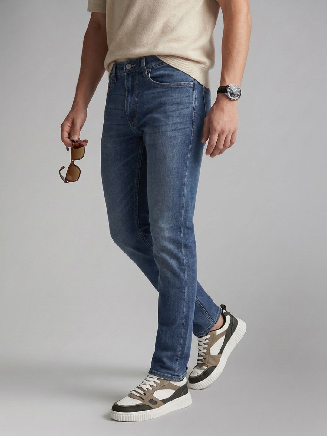 Louis Philippe Jeans Men Slim Fit Light Fade Stretchable Jeans - default view