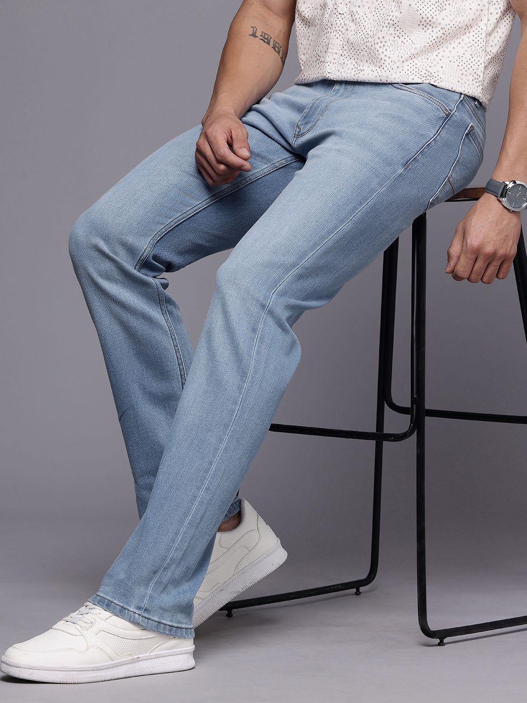 Louis Philippe Jeans Louis Philippe Men Regular Fit Stretchable Mid Rise Ice Wash Jeans - default view
