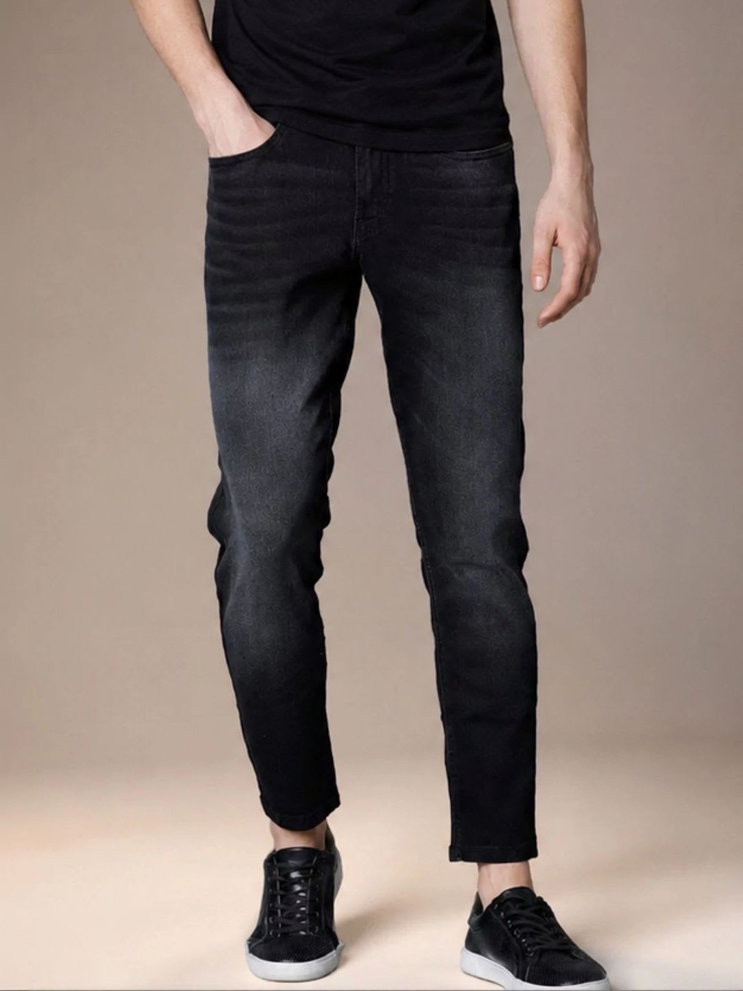 BREXX Men Jean Slim Fit Mid-Rise Low Distress Light Fade Stretchable Jeans - right view