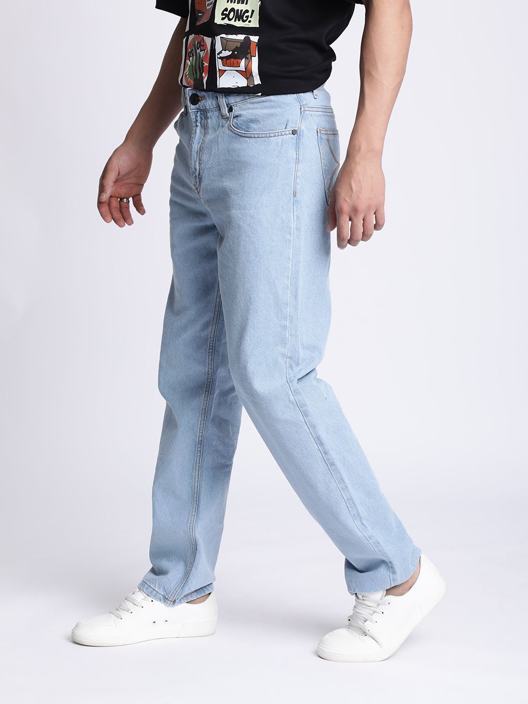 Bene Kleed Men Blue Straight Fit Mid Rise Jeans - back view