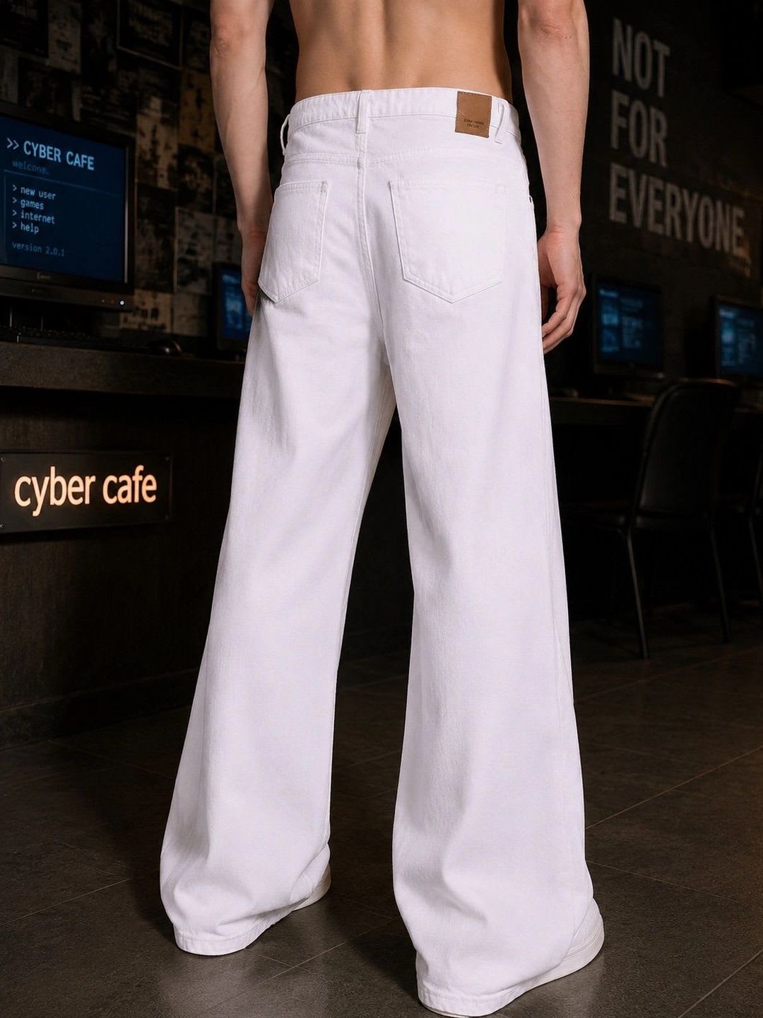 Bene Kleed Men White Wide Leg High Rise Jeans - left view