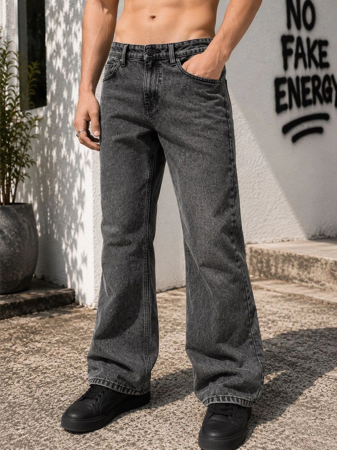 Bene Kleed Men Grey Bootcut Mid Rise Jeans - default view