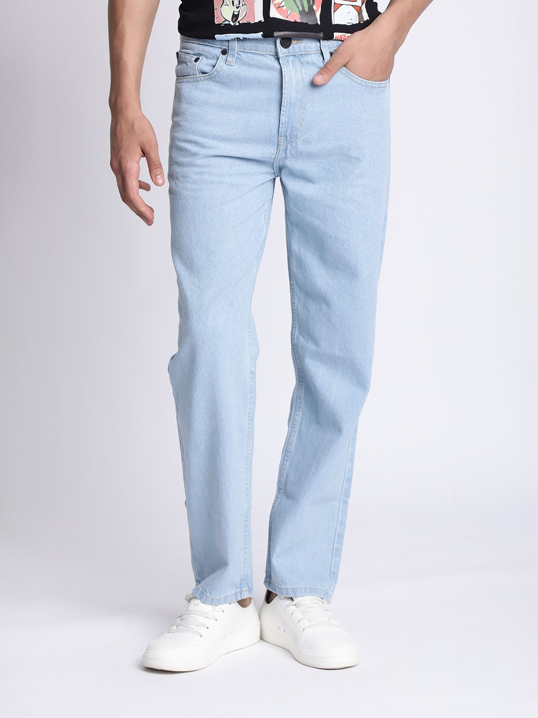 Bene Kleed Men Light blue Relaxed Fit washed Jeans - default view