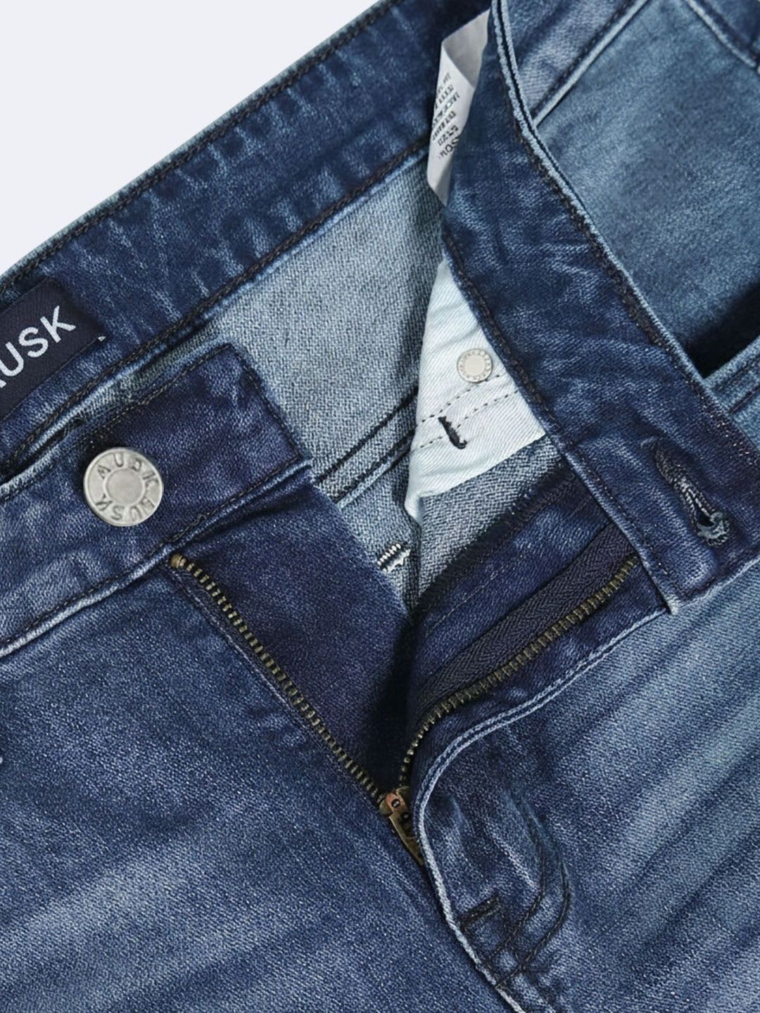 AUSK Men Loose Relaxed Fit Mid-Rise Light Fade Stretchable Jeans - left view